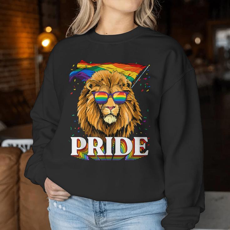 Lgbt Lion Gay Pride Lgbtq Rainbow Flag Sunglasses Women Sweatshirt Unique Gifts