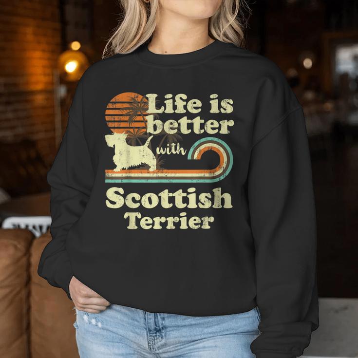 Life Better Scottish Terrierintage Hund Mama Papa Sweatshirt Frauen Lustige Geschenke