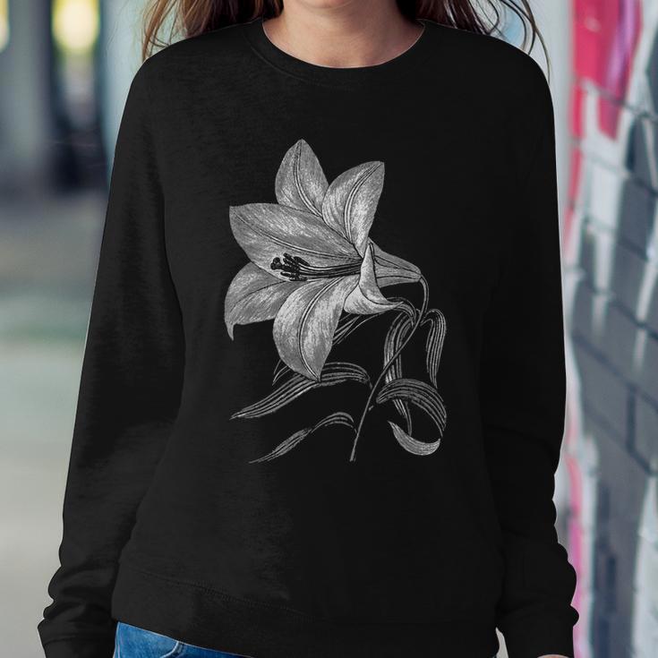 Lily Flower Retro Vintage Floral Graphic White Lily Women Sweatshirt Unique Gifts