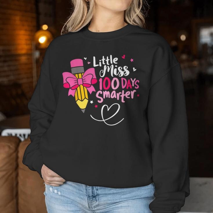 Little Miss 100 Days Smarter 100Th Day Of School Girls Kid Women Sweatshirt Unique Gifts