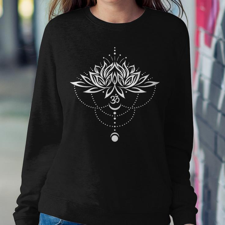Lotus Flower With Om Symbol And Moon Yoga Meditation Women Sweatshirt Unique Gifts