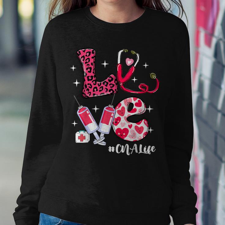 Love Cna Life Messy Bun Valentine's Day Women Sweatshirt Unique Gifts