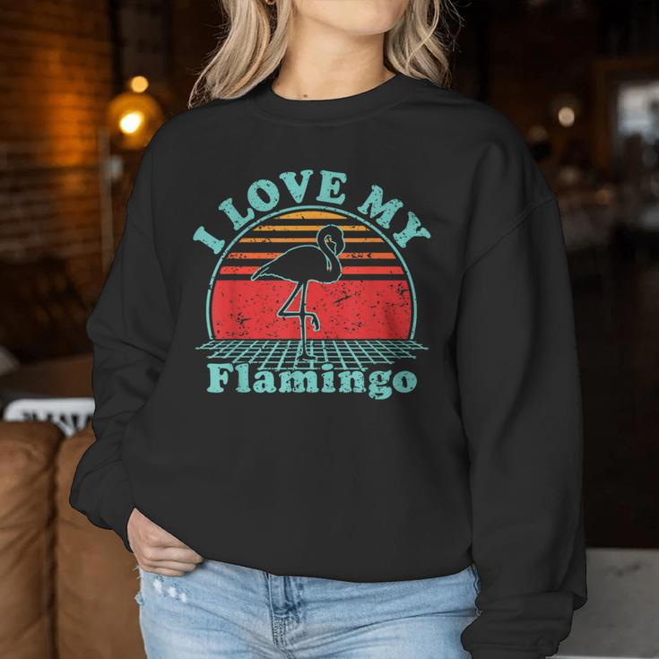 I Love My Flamingo Vintage 80S Style Women Sweatshirt Unique Gifts