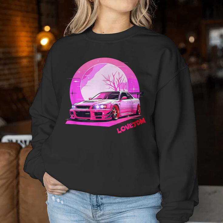 Love Jdm Girl Racer Pink Japanese Modified Race Car Women Sweatshirt Unique Gifts