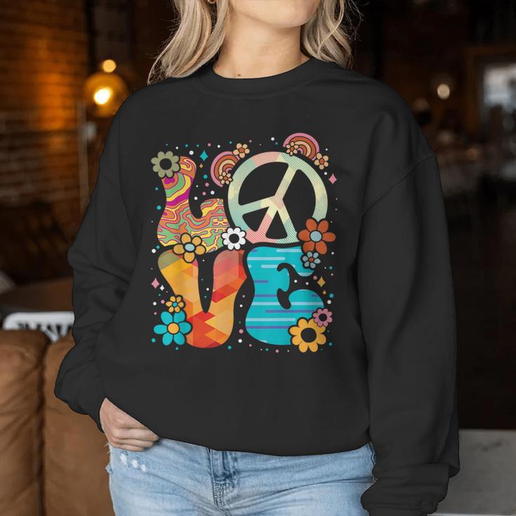 Love Peace Sign Floral Retro 70Er 80Er Jahre Kostüm Hippie Sweatshirt Frauen Lustige Geschenke