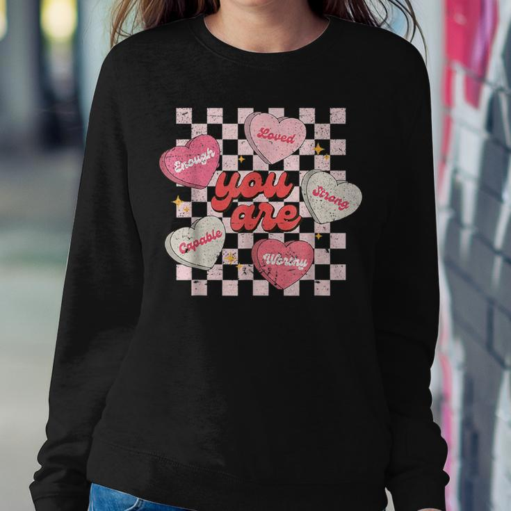 You Are Loved Worthy Enough Candy Heart Teacher Valentine Women Sweatshirt Funny Gifts