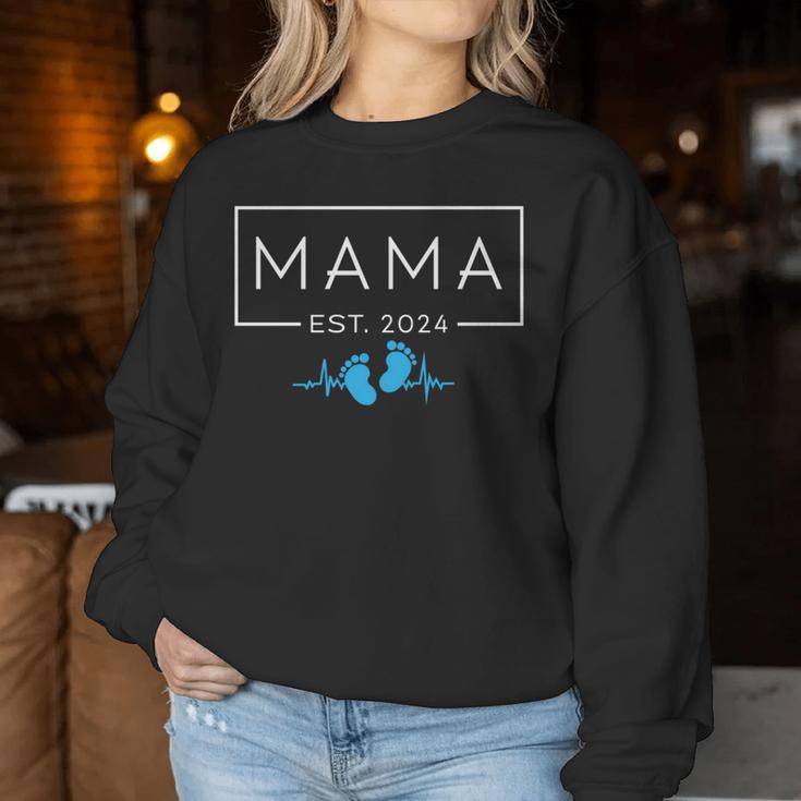 Mama Est 2024 Zur Mama Befördert Muttertag Mama 2024 Sweatshirt Frauen Lustige Geschenke