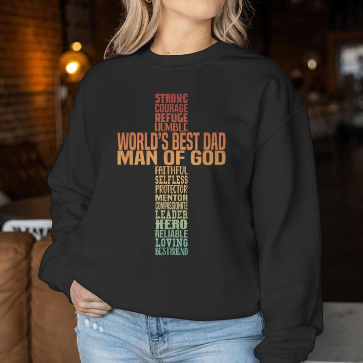 Man Of God Christian Cross Fathers Day Jesus Dad Bible Verse Women Sweatshirt Unique Gifts