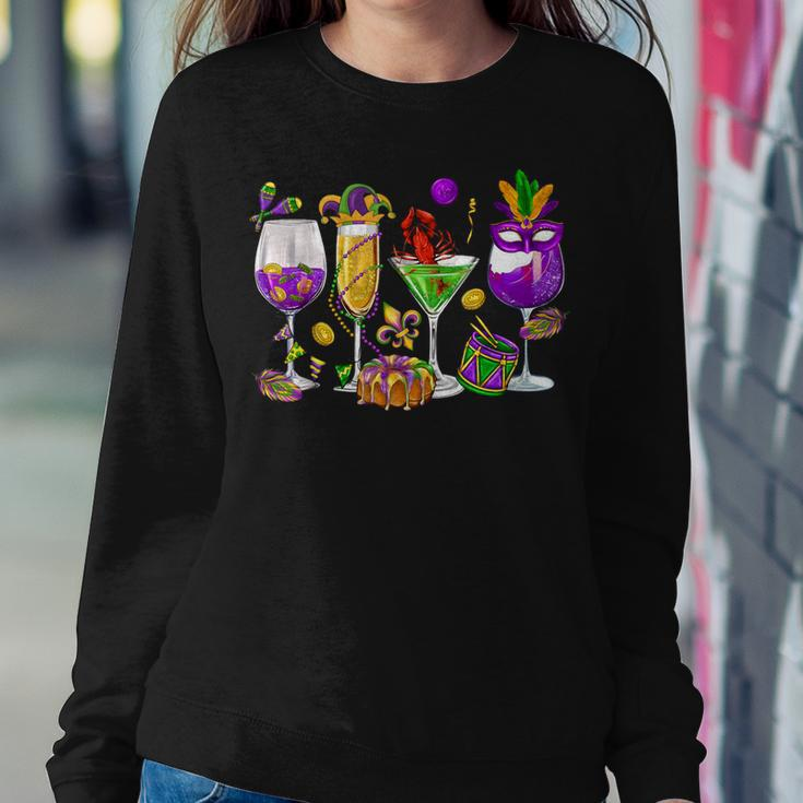 Mardi Gras Glass Of Wine Drinking Team Wine Festival Parade Women Sweatshirt Funny Gifts