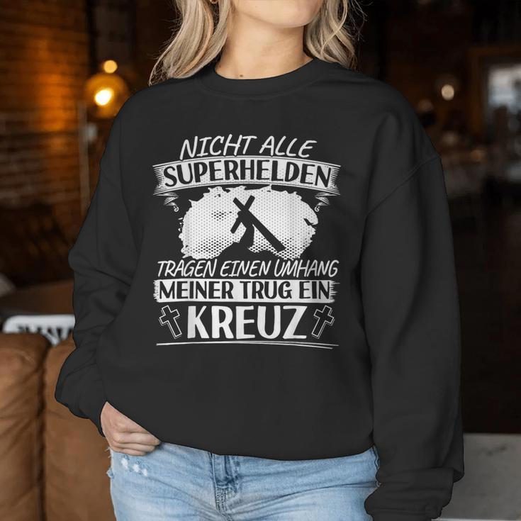 Mein Superheld Trug Ein Kreuz Christianum Glaube Jesus Sweatshirt Frauen Lustige Geschenke