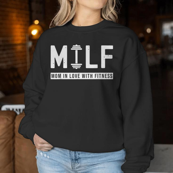 Milf Mom In Love With Fitness Saying Quote Women Sweatshirt Funny Gifts