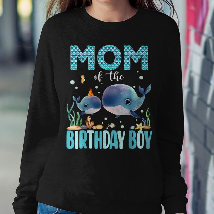 Mom Of The Birthday Boy Whale Shark Sea Fish Ocean Whale Women Sweatshirt Unique Gifts