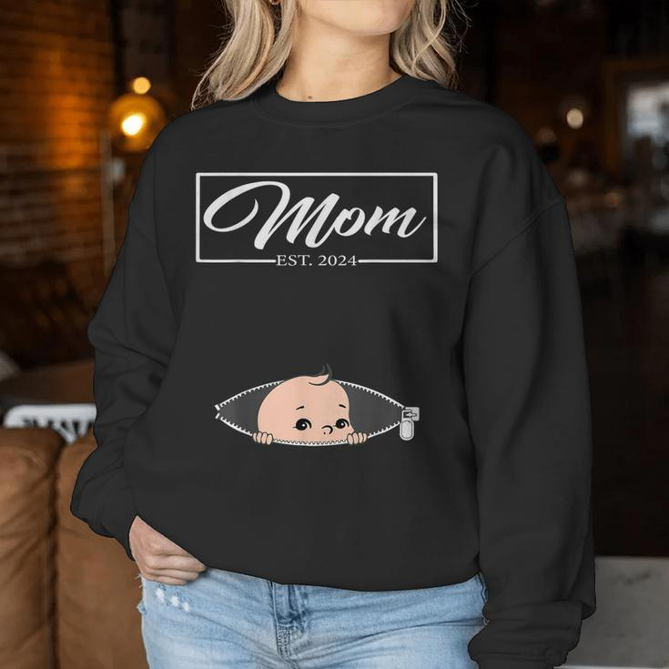 Mom Est 2024 Promoted To Mom 2024 Mother 2024 New Mom 2024 Women Sweatshirt Funny Gifts