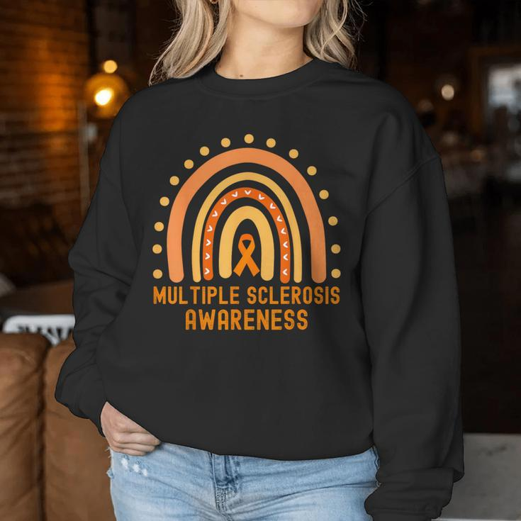 Ms Awareness Multiple Sclerosis Awareness Rainbow Orange Women Sweatshirt Funny Gifts