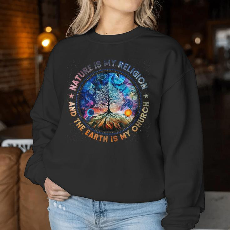 Nature Is My Religion The Earth Is My Church Mandala Tree Women Sweatshirt Unique Gifts