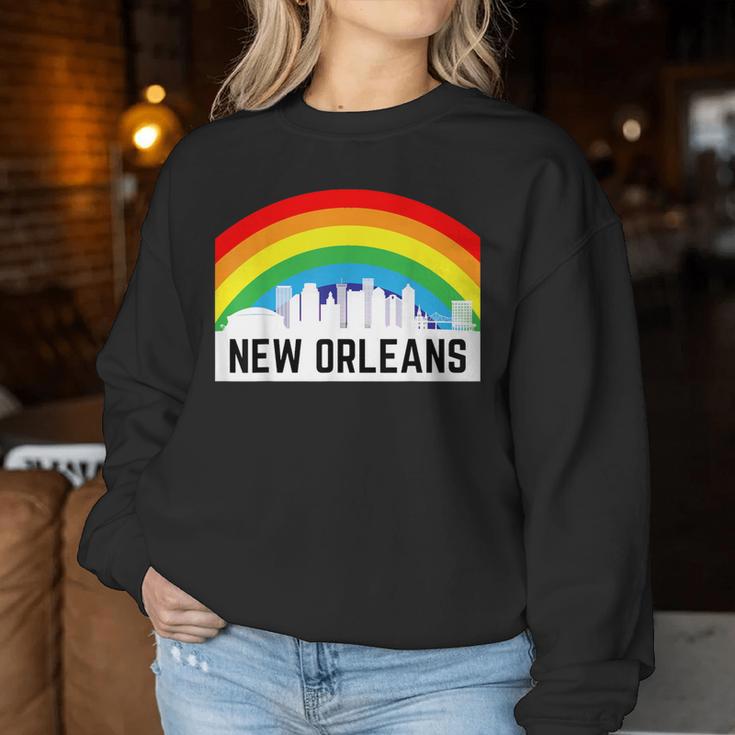 New Orleans Pride Lgbtq Rainbow Skyline Women Sweatshirt Unique Gifts