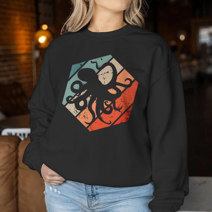 Octopus Retro Vintage Silhouette Vintage Retro Colors Women Sweatshirt Unique Gifts