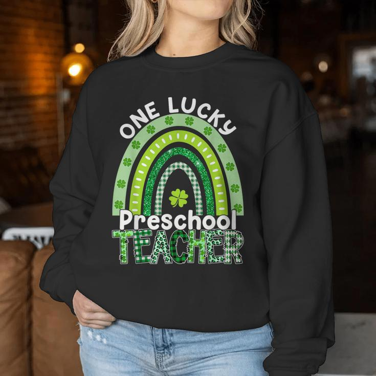 One Lucky Preschool Teacher St Patrick's Day Teacher Women Sweatshirt Funny Gifts