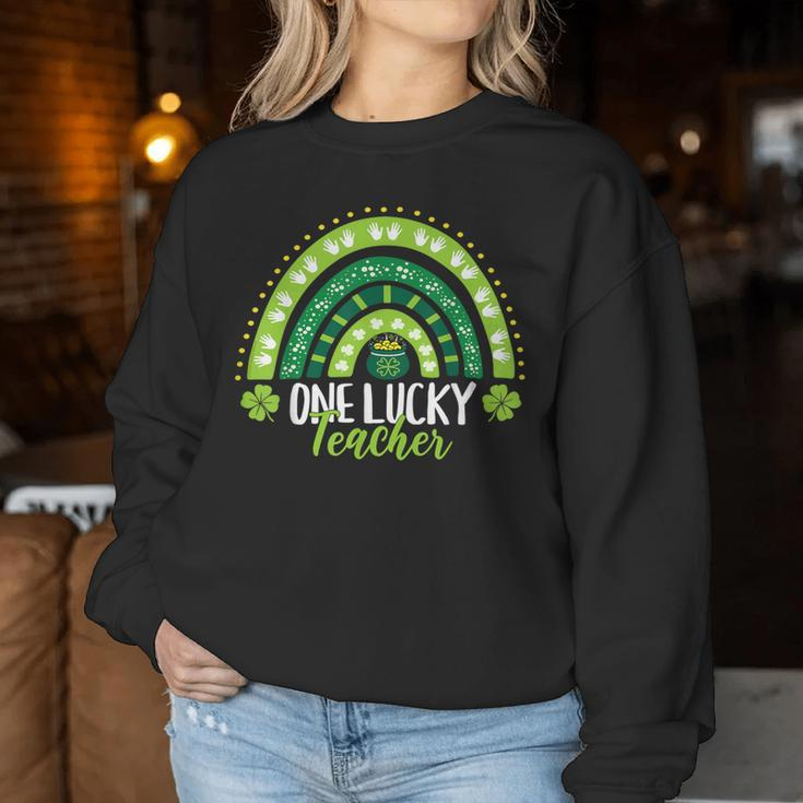 One Lucky Teacher Rainbow St Patrick's Day Teacher Women Sweatshirt Personalized Gifts