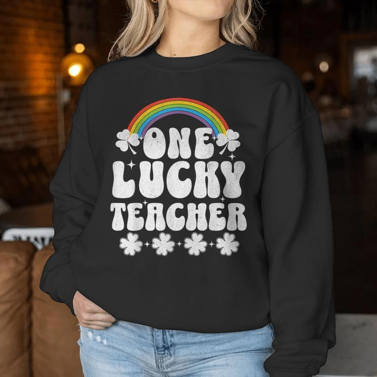 One Lucky Teacher St Patrick's Day Teacher Women Sweatshirt Funny Gifts