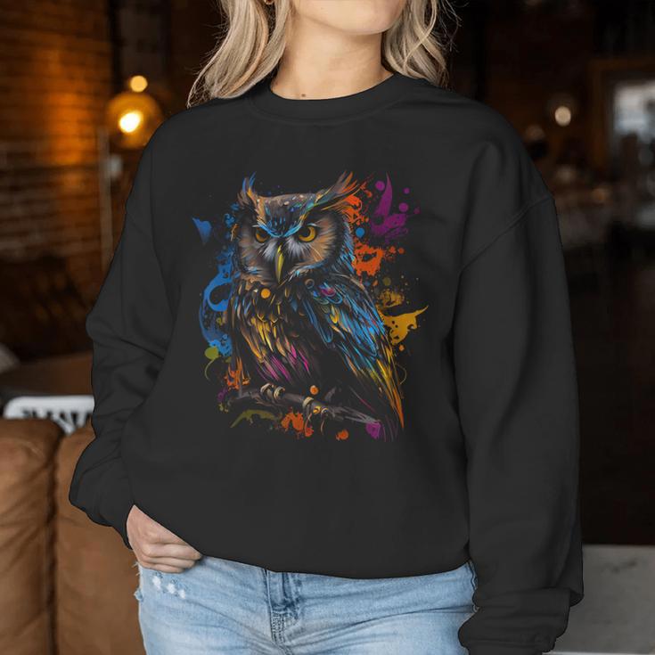 Owl Bird Colourful Colour Bird Favourite Bird Owl Fan Sweatshirt Frauen Lustige Geschenke