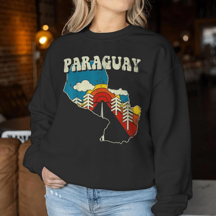 Paraguay Vintage Paraguayan Country Rainbow Retro 70S Map Women Sweatshirt Personalized Gifts