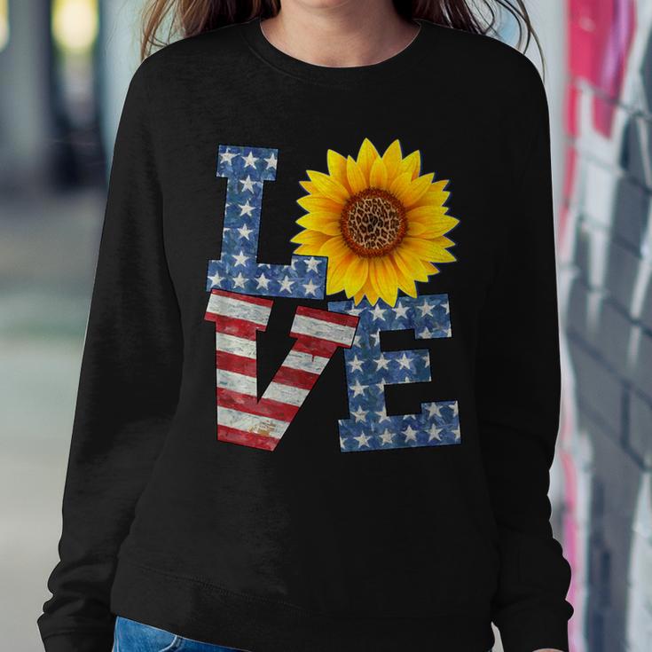 Patriotic Love With Sunflower Usa Women Sweatshirt Unique Gifts