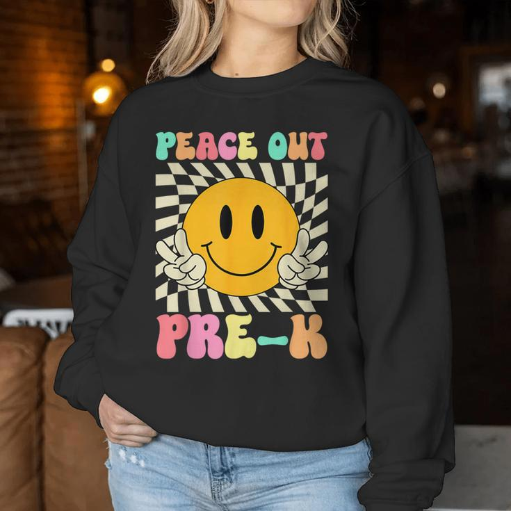 Peace Out Prek Retro Groovy Pre-K Graduation Class Of 2024 Women Sweatshirt Personalized Gifts