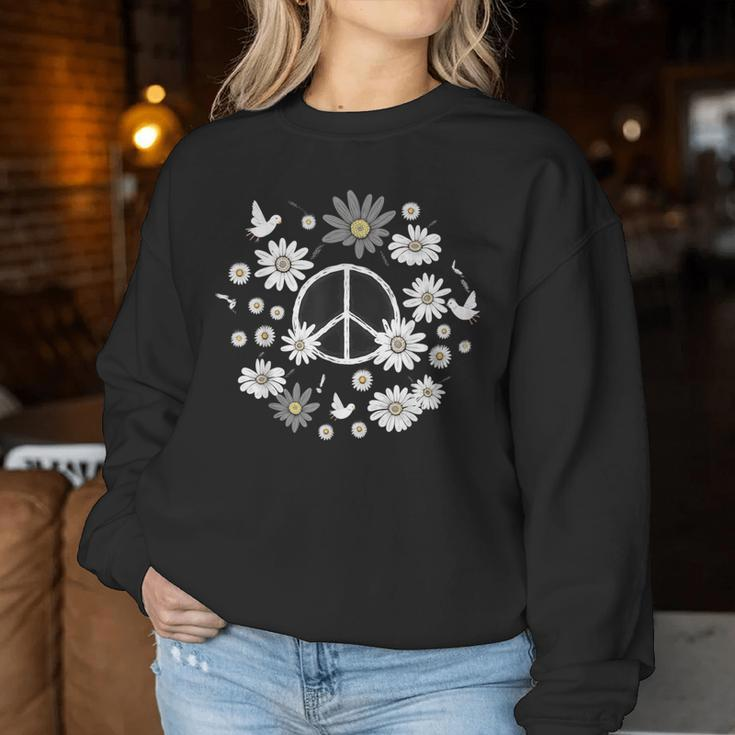Peace Sign Love 60S 70S Daisy Flower Hippie Costume Women Sweatshirt Personalized Gifts