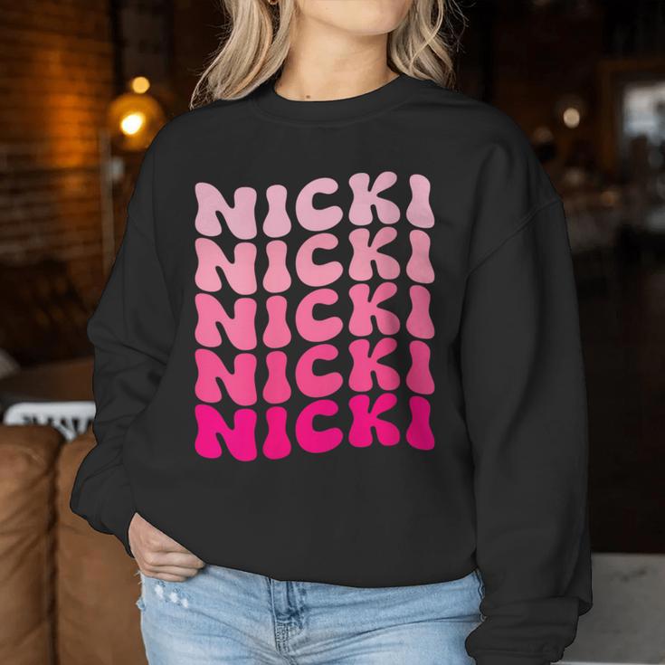 Personalized Name Nicki I Love Nicki Pink Vintage Women Sweatshirt Unique Gifts