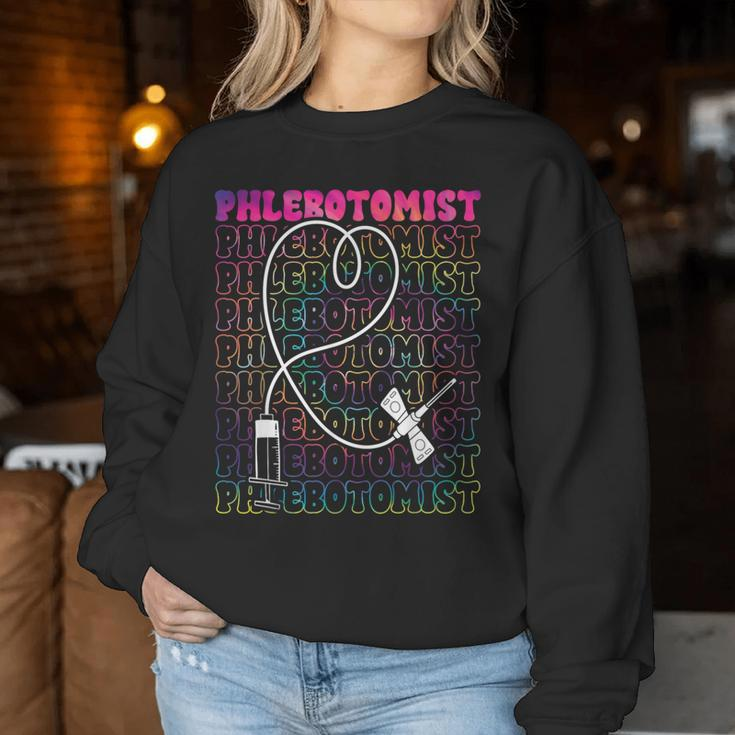Phlebotomist Heart Tie Dye Phlebotomy Technician Tech Nurse Women Sweatshirt Unique Gifts