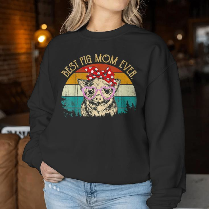 Pig Vintage Retro Style Mother's Day Best Pig Mom Ever Women Sweatshirt Unique Gifts