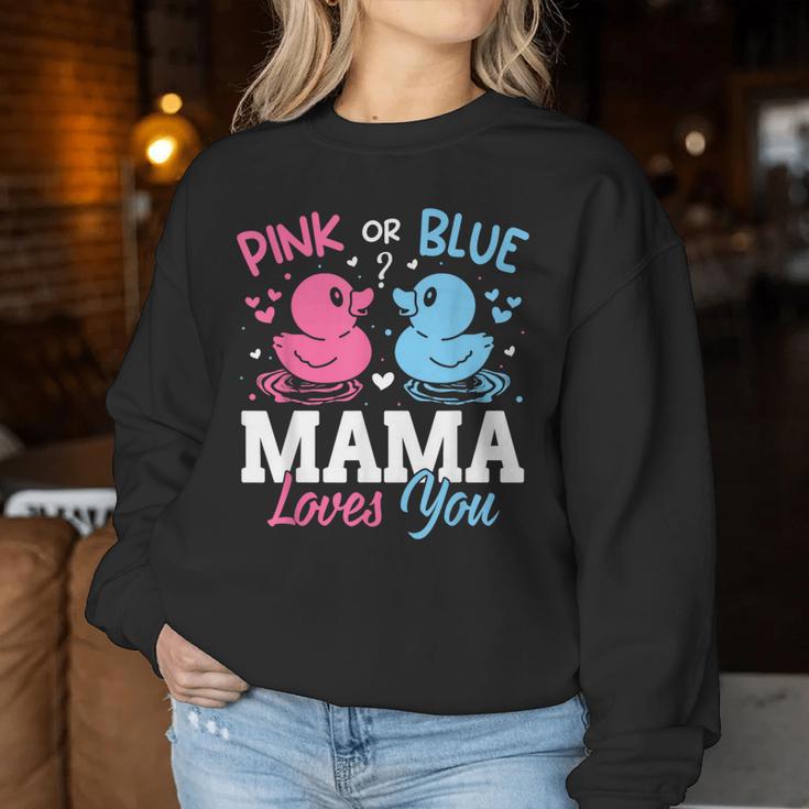 Pink Or Blue Gender Reveal Party Announcement Mama Duck Women Sweatshirt Unique Gifts