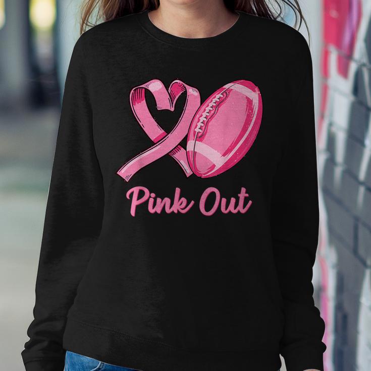 Pink Out Breast Cancer Awareness Bleached Football Mom Girls Women Sweatshirt Unique Gifts