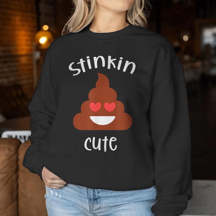 Poop Emoticon Stinkin Cute Valentine's Day Girls Vintage Women Sweatshirt Unique Gifts