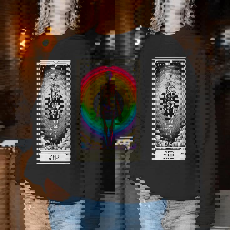 Pride Rainbow Tarot Card Skeleton Women Sweatshirt Unique Gifts