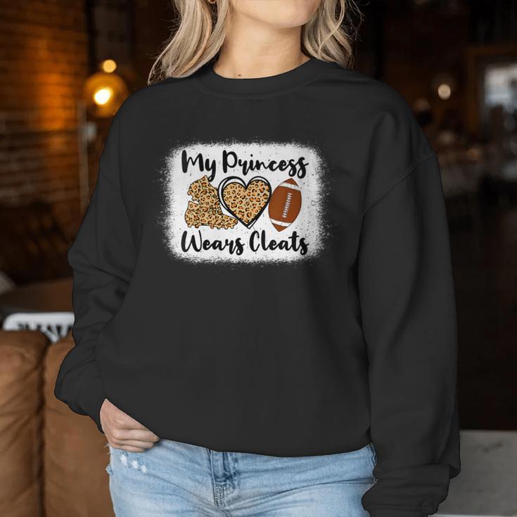 My Princess Wears Cleats Football Mom Leopard Football Girl Women Sweatshirt Unique Gifts