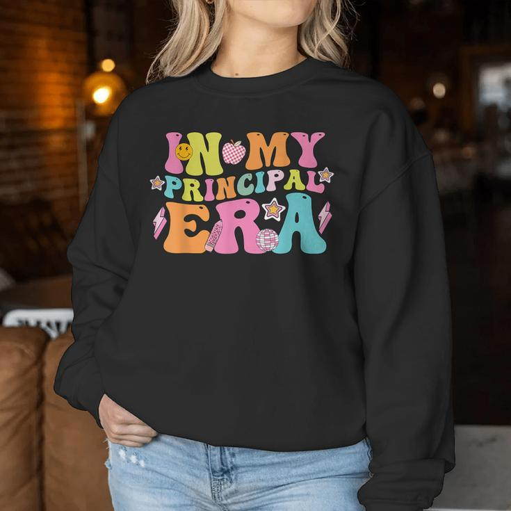 In My Principal Era Groovy Back To School Teacher Life Women Sweatshirt Unique Gifts