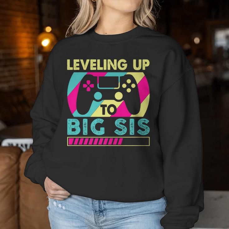 Promoted To Big Sister Leveling Up To Big Sis Women Sweatshirt Unique Gifts