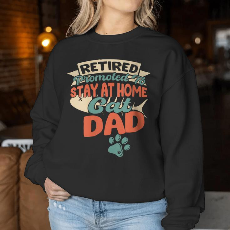 Promoted To Cat Dad Retirement Cats Owner Lovers Women Sweatshirt Unique Gifts