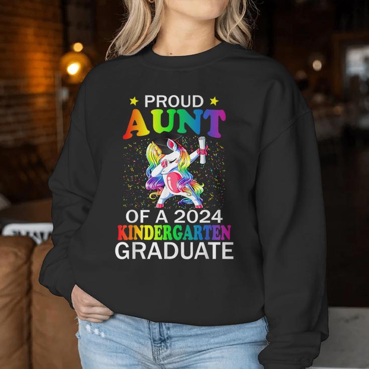 Proud Aunt Of A 2024 Kindergarten Graduate Unicorn Dab Women Sweatshirt Unique Gifts