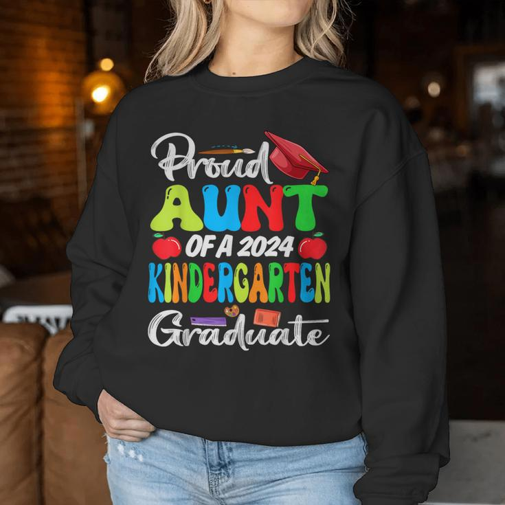 Proud Aunt Of A 2024 Kindergarten Graduate Women Sweatshirt Funny Gifts