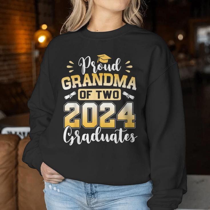 Proud Grandma Of Two 2024 Graduates Senior Class Of 2024 Women Sweatshirt Unique Gifts