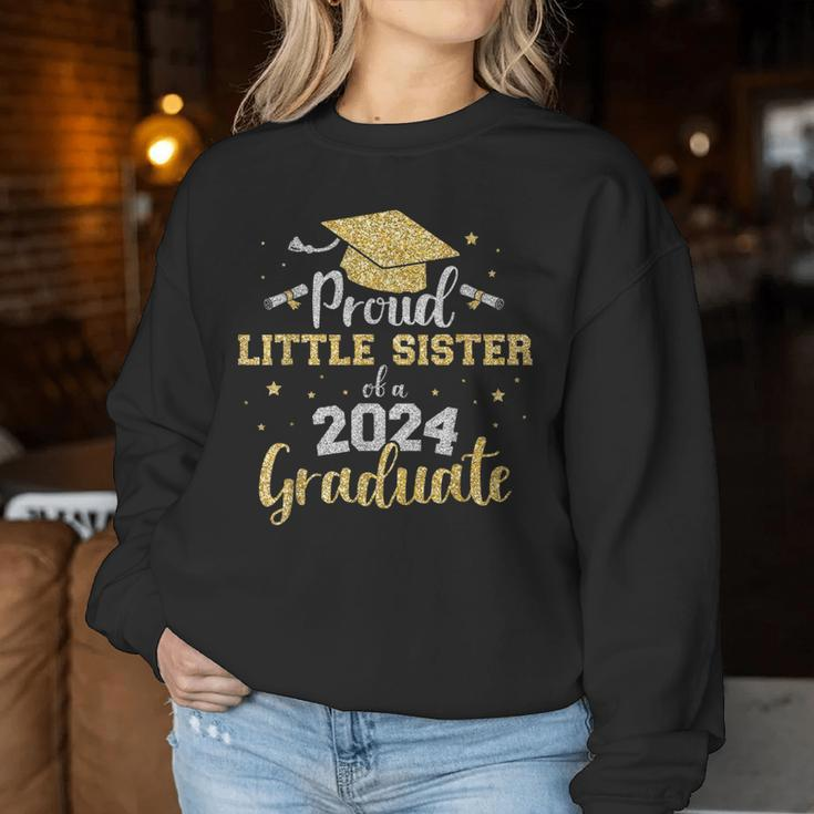 Proud Little Sister Class Of 2024 Graduate Senior Graduation Women Sweatshirt Funny Gifts
