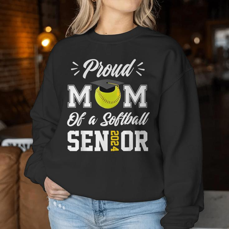 Proud Mom Of A Softball Senior 2024 Class Of 24 Graduation Women Sweatshirt Funny Gifts