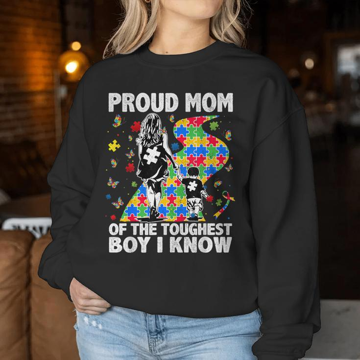 Proud Mom Of The Toughest Boy Son Autism Awareness Women Women Sweatshirt Unique Gifts