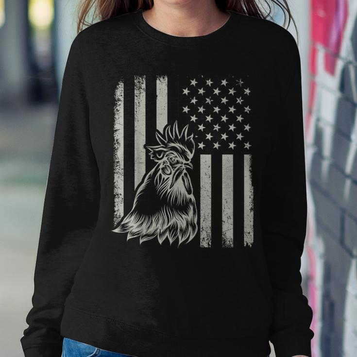 Proud Patriotic Chicken Rooster Farmer Lover American Flag Women Sweatshirt Unique Gifts