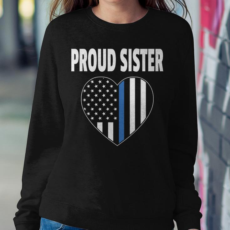 Proud Sister Of Police Officer Law Enforcement Support Women Sweatshirt Unique Gifts