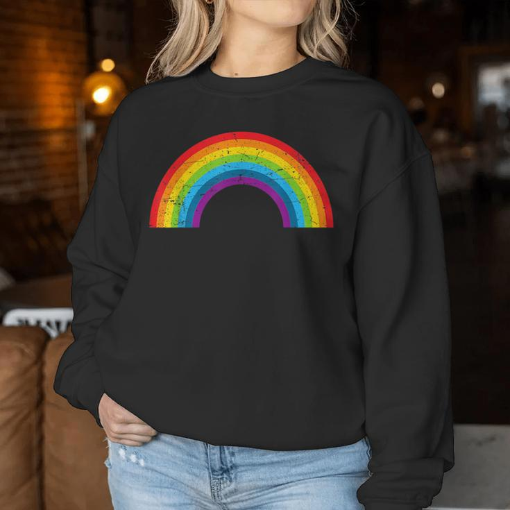 Rainbow Vintage Retro 80'S Style Gay Pride Rainbow Women Sweatshirt Unique Gifts