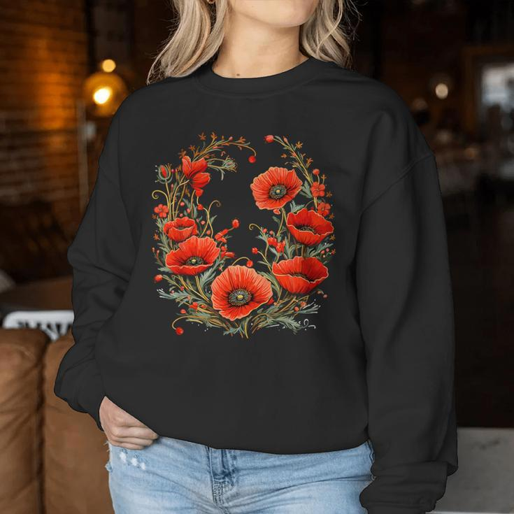 Red Poppy Flower Botanical Red Poppies For Women Women Sweatshirt Unique Gifts